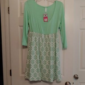 Mint green and white floral bottom Dress